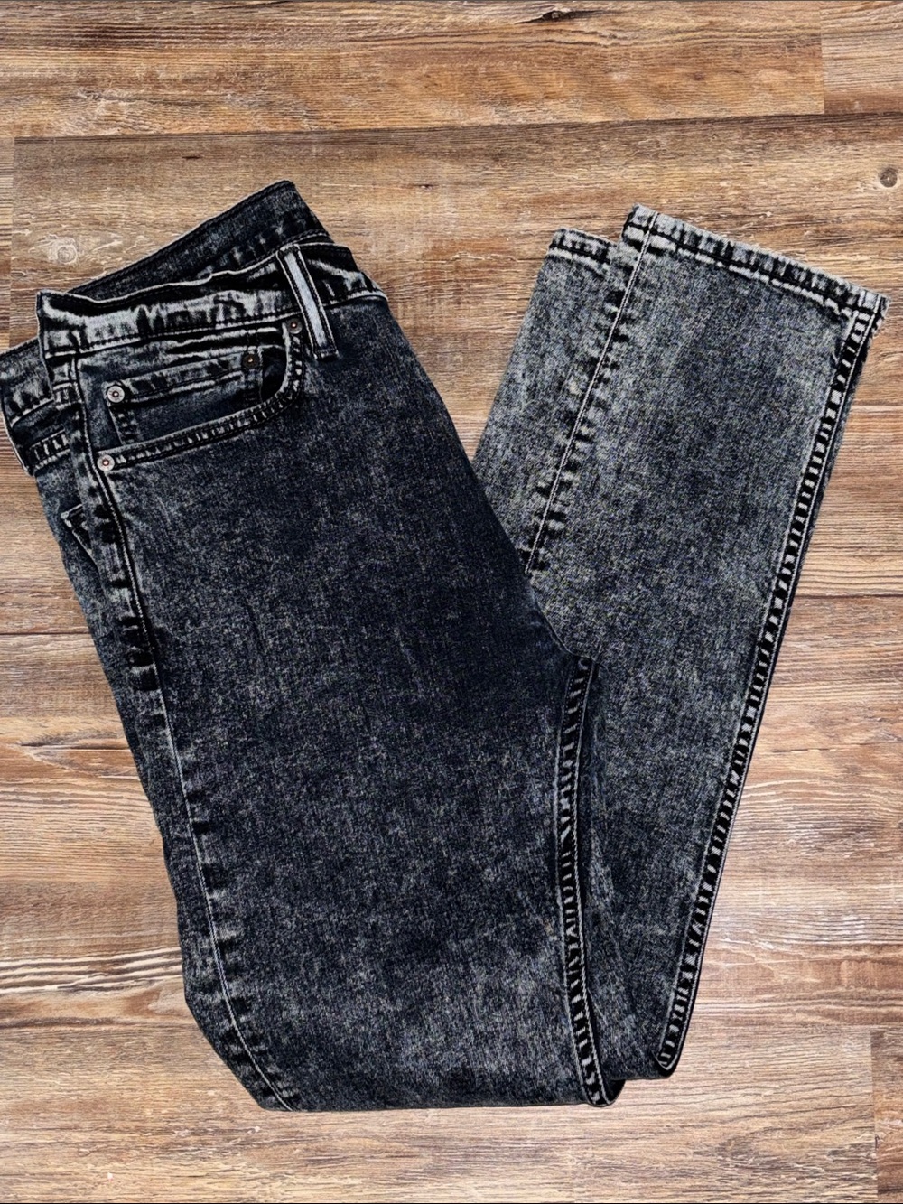 Levi's 510 Black Gray Acid-Wash Slim Straight Jeans